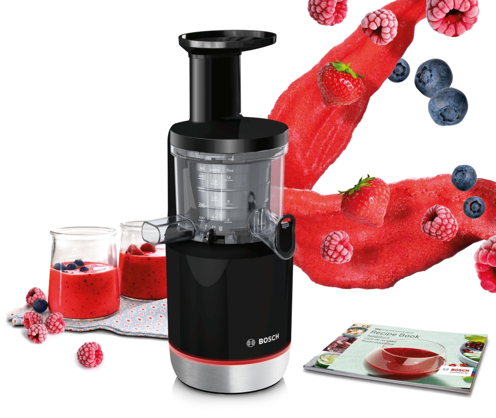 Сокоизстисквачка Bosch MESM731M VitaExtract, Бавнооборотна, Мощност 150 W, 1 скорост, Тританов вал, Студено пресоване, Без BPA, Черен 3 Сокоизстисквачка Bosch MESM731M VitaExtract, Бавнооборотна, Мощност 150 W, 1 скорост, Тританов вал, Студено пресоване, Без BPA, Черен - Image 3