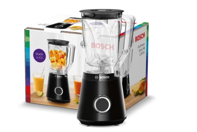 Блендер Bosch MMB6141B Series 4 VitaPower, Мощност 1200 W, 2 скорости + Пулс, Капацитет 1,5 л, Ножове от неръждаема стомана, Черен 3 Черен настолен блендер Bosch MMB6141B Series 4 VitaPower