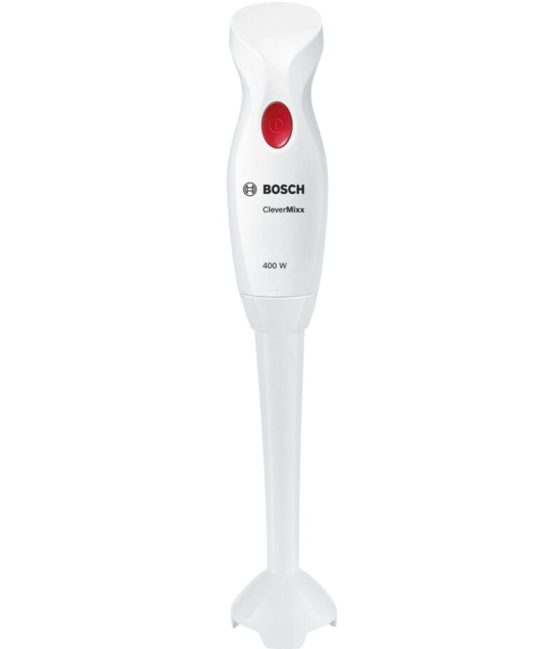 Пасатор Bosch MSM14000 CleverMixx, Мощност 400 W, 1 скорост, 4 остриета от неръждаема стомана, Функция антипръски, Бял