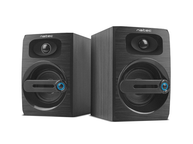Компютърни тонколони Natec NGL-1641, Жичен комплект от 2 тонколони, Bass Reflex конструкция, 6 W аудио мощност, USB Type-C, Черен
