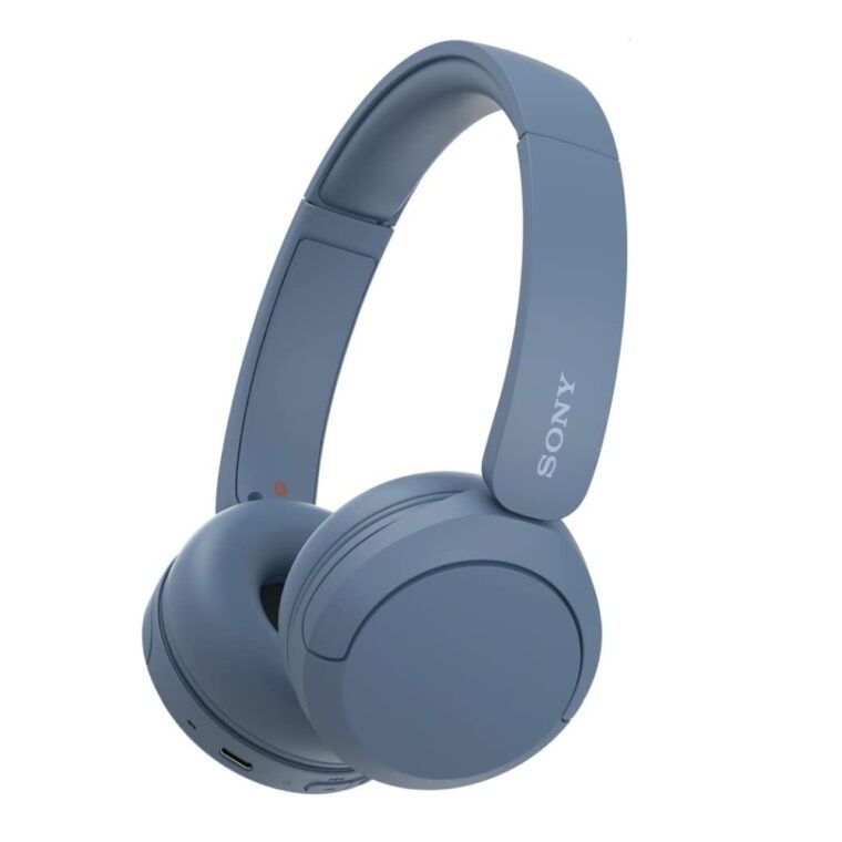 Безжични On-ear слушалки с микрофон Sony WH-CH520, Bluetooth 5.2 с обхват до 10 м, Автономия до 50 ч, Бързо зареждане чрез USB Type-C, Син