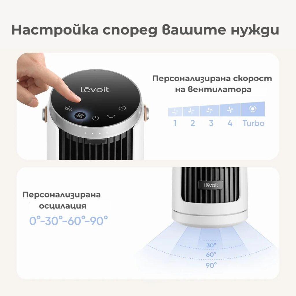 Настройки и осцилация на Levoit Windi Mini Plus
