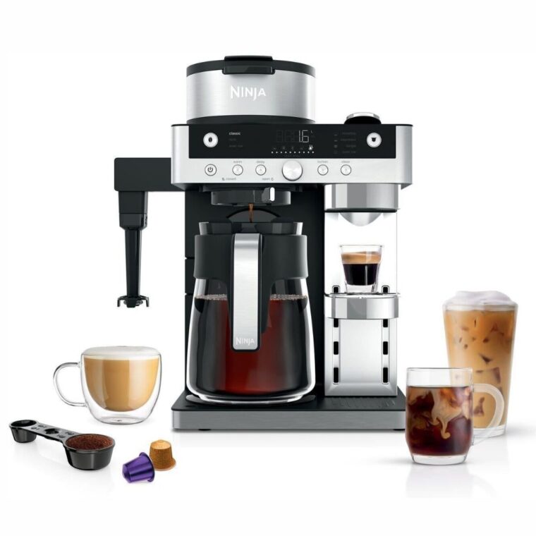 Кафемашина Ninja CFN802EU Prestige DualBrew System, 2 в 1(шварц и капсули), Мощност 1550W, Налягане 19 бара, Резервоар 1.8 л, Инокс с черен