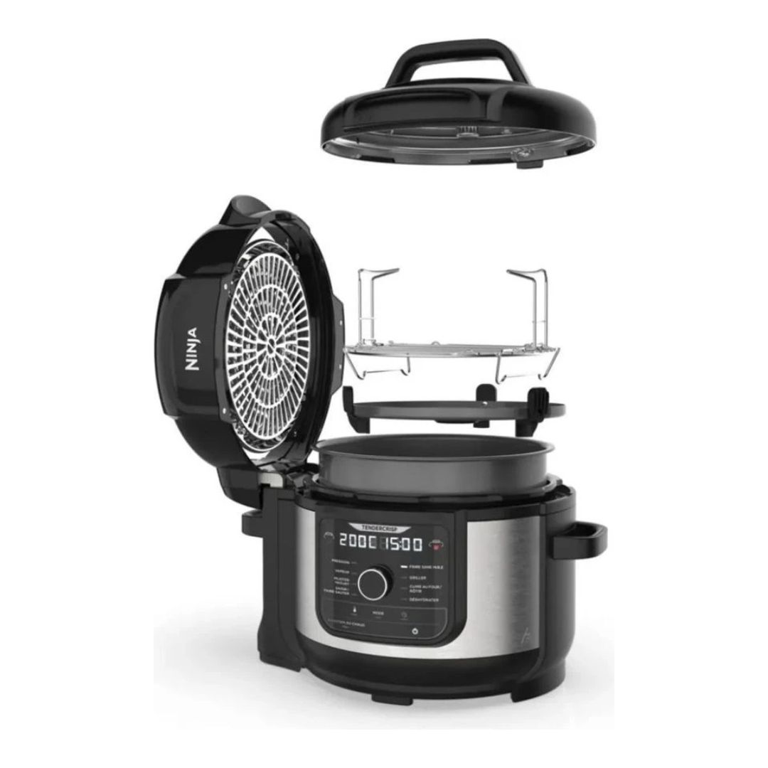 Мултикукър под налягане Ninja Foodi OP350FR, Мощност 1460W, Капацитет 6л, Технология TenderCrisp, 9 програми, Температура до 200°C, Керамично покритие, Черен с инокс 4 Мултикукър под налягане Ninja Foodi OP350FR, Мощност 1460W, Капацитет 6л, Технология TenderCrisp, 9 програми, Температура до 200°C, Керамично покритие, Черен с инокс - Image 4