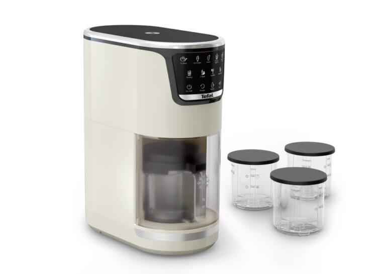 Машина за сладолед Tefal Dolci IG602AE0, 10 програми, Капацитет 3 x 0.46 л, Контейнери от тритан, Уникална технология 1-Step Perfector, Програма за автоматично почистване, Програма Auto Mix-In, Крем