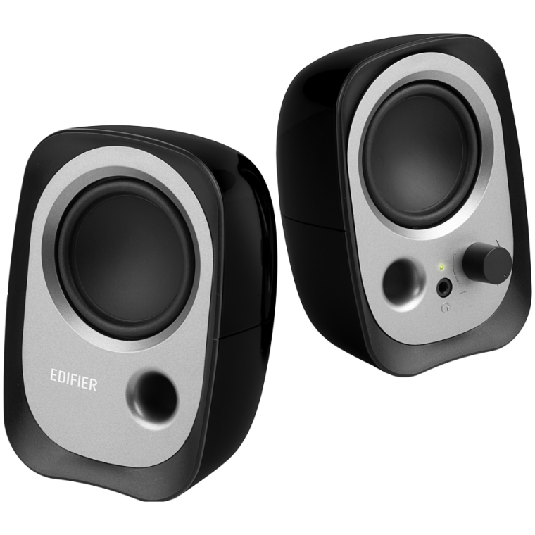 Компютърни Колонки, Стерео 2.0 Edifier R12U, 4 W RMS Обща Изходна Мощност, USB Захранване и DC 5 V, 3,5 мм Mini jack/AUX Вход, 60 мм Говорители, Регулиране на Звука с Потенциометър, Черен