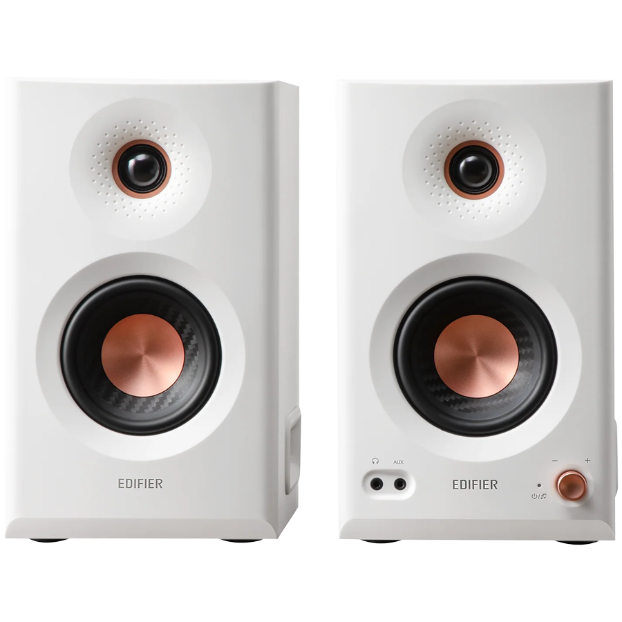 Активни Студийни Студийни Монитори Edifier MR5, Триампова Система, 110 W RMS Изходна Мощност, Честотен Диапазон 46 Hz–40 kHz, Bluetooth 6.0 и Hi-Res Audio, Room Acoustic Compensation, Бял 1 Бели активни студийни монитори Edifier MR5