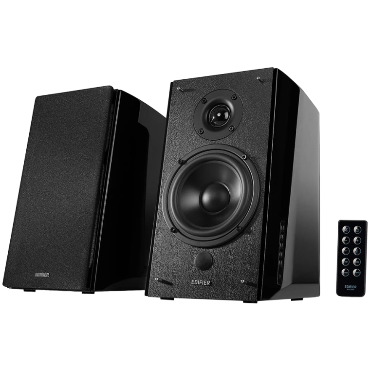 2.0 Bookshelf Стерео Тонколони Edifier R2000DB, 120 W RMS, Bluetooth 5.1,5-Инчови Говорители и 1-Инчови Туитъри, Регулиране на Баси, Високи Честоти и Сила на Звука, Дистанционно Управление и Документация, Black