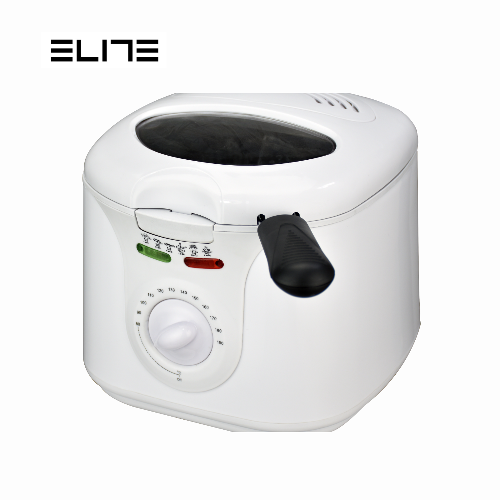 Фритюрник ELITE EDFF-1290W, Капацитет 2 л, Мощност 1100–1300 W, Регулируем Термостат 80–190 °C, Прозорец за Наблюдение, Студени на Допир Външни Стени Cool Touch 2 Фритюрник ELITE EDFF-1290W с прозорец за наблюдение