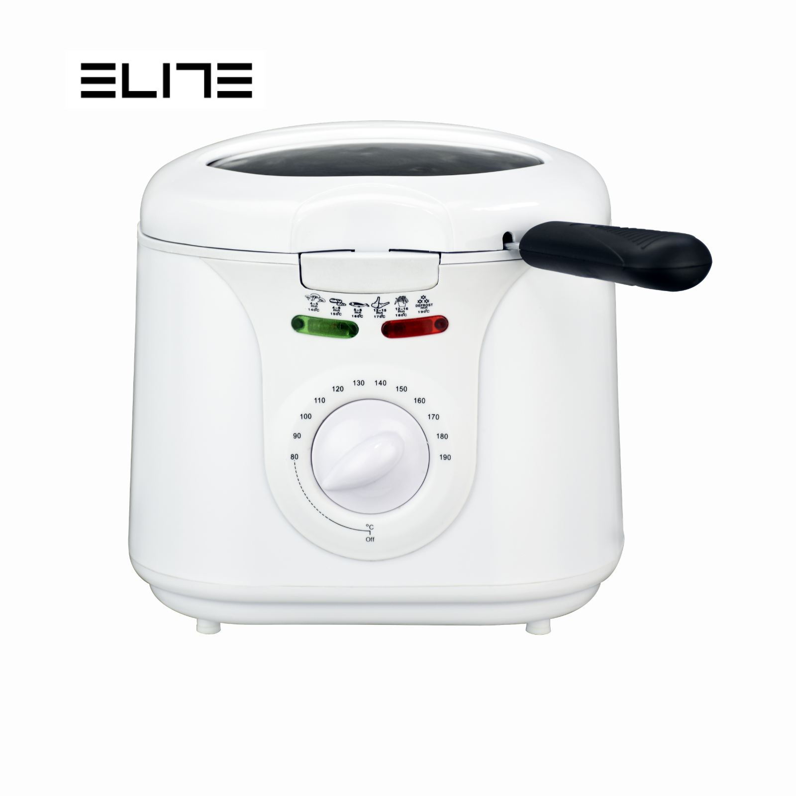 Фритюрник ELITE EDFF-1290W, Капацитет 2 л, Мощност 1100–1300 W, Регулируем Термостат 80–190 °C, Прозорец за Наблюдение, Студени на Допир Външни Стени Cool Touch 1 Фритюрник ELITE EDFF-1290W с прозорец за наблюдение