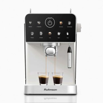 Кафемашина Rohnson R-98033C, Мощност 1350 W, Налягане 20 бара, Двоен температурен контрол, Дюза за капучино, Бял
