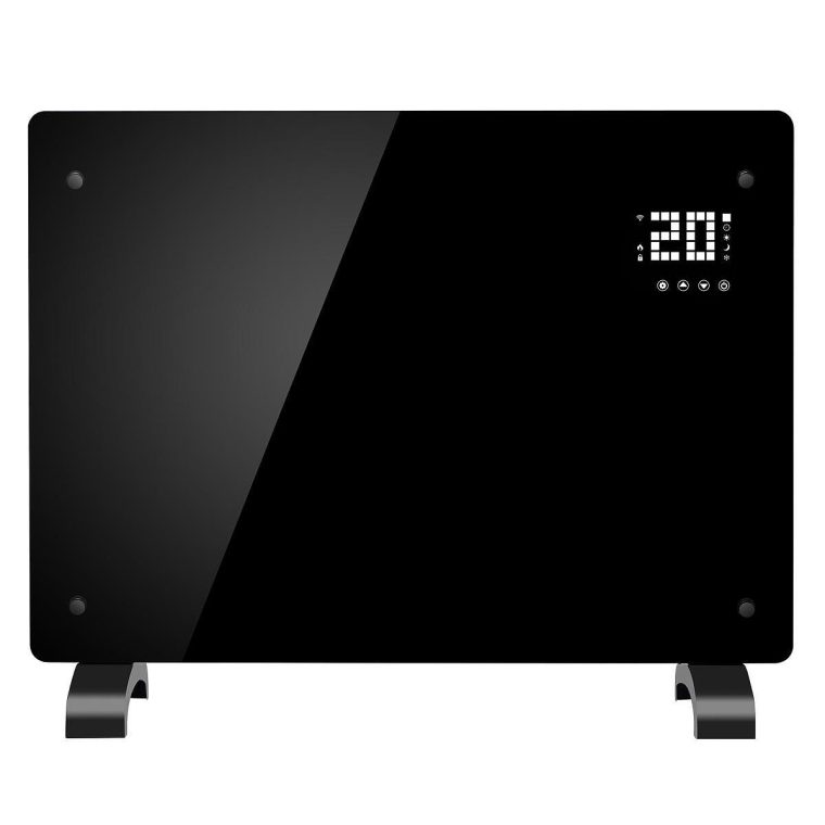 Конвектор ELITE WGPHD-18,1800 W, Wi‑Fi на 2,4 GHz, Закален Стъклен Преден Панел, X-образен Алуминиев Нагревателен Елемент с Бързо Нагряване, Електронен Регулируем Сензорен Термостат, Крака, Монтажна Конзола с 4 Планки, 6 Дюбела и 6 Винта