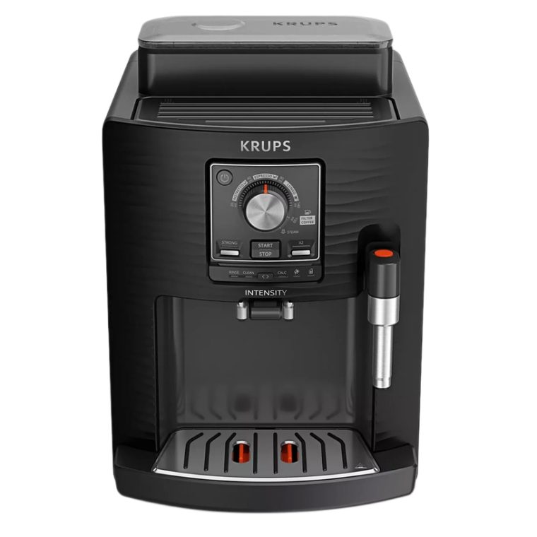 Кафеавтомат Krups EA5008E0 Intensity, Мощност 1450W, Налягане 15 бара, Резервоар 1,7 л, Метална кафемелачка, Дюза за пара, Черен