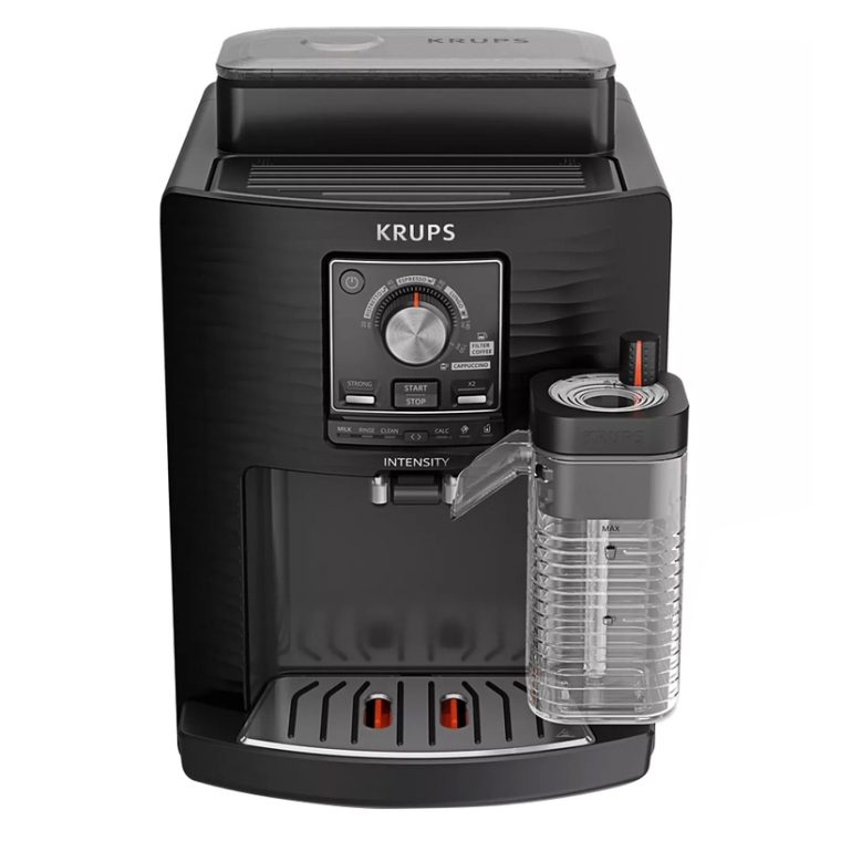Кафеавтомат Krups EA5028E0 Intensity Milk, Мощност 1450W, Налягане 15 бара, Млечна пяна, Конусна мелачка от неръждаема стомана, Черен