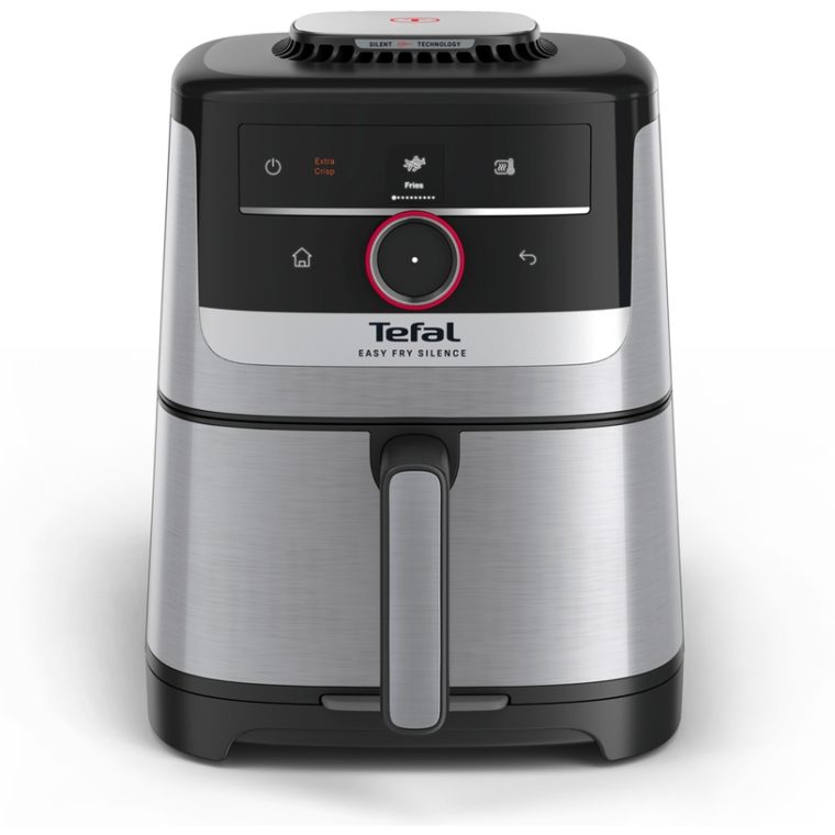 Фритюрник с горещ въздух Tefal EY572DE1 Easy Fry Silence Smart, Мощност 1670W, Капацитет 5 л, 11 функции, Smart Assist, Сребрист с черен