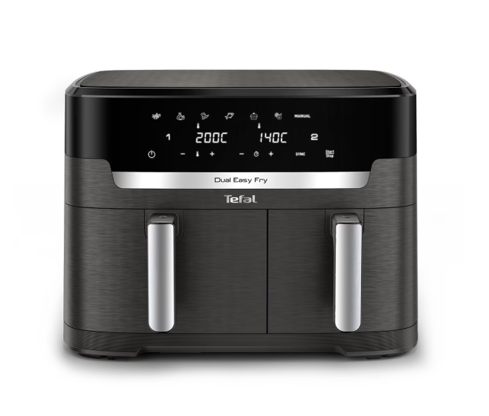 Фритюрник с горещ въздух Tefal Easy Fry Dual XXL EY942HE0, Мощност 2700W, Капацитет 11л, 2 зони, 7 програми, Черен