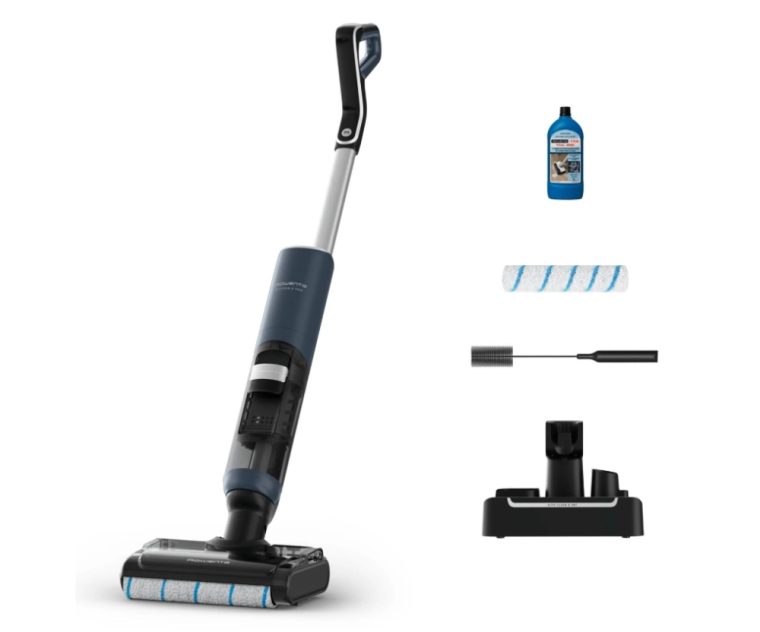 Прахосмукачка Rowenta GZ5436E0 X-Clean 5 Pro, 2 в 1(сухо и мокро), Мощност 200 W, 3 режима, Батерия до 50 мин., Резервоар 0.65 л, Самопочистване, HEPA филтър, Тъмносин с черен