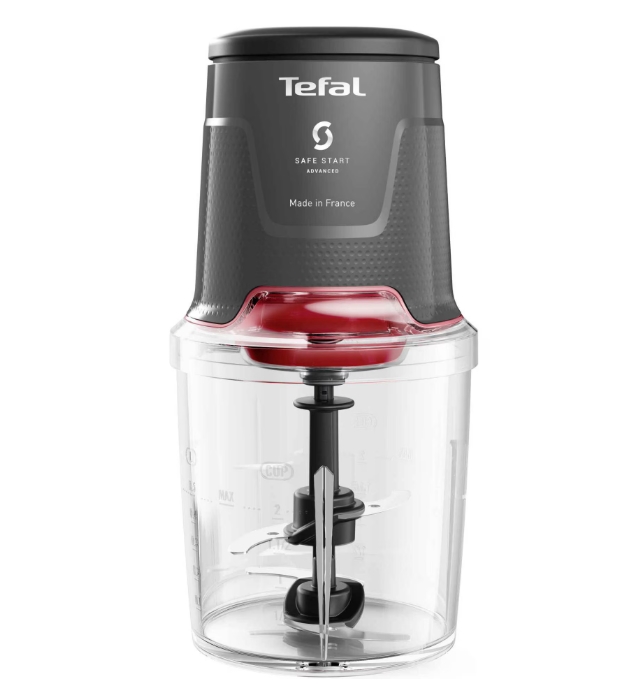 Чопър Tefal MQ740HF0 EasyPress, Мощност 600 W, 2 скорости, 4 ножа от неръждаема стомана, Черен