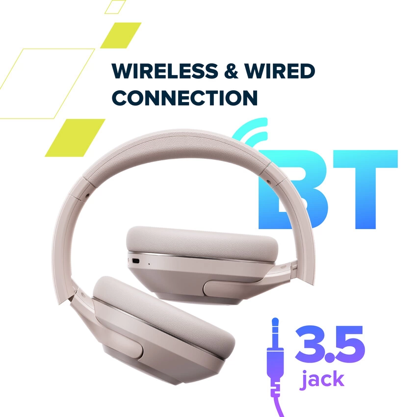 Слушалки тип Over-ear CANYON OnRiff 6 ANC, Bluetooth 5.3, Активно шумопотискане (ANC), Възпроизвеждане до 25 ч, Жична и безжична връзка, Bluetooth Multipoint за 2 устройства, Сгъваеми, Сив 17 Over-ear слушалки CANYON OnRiff 6 ANC