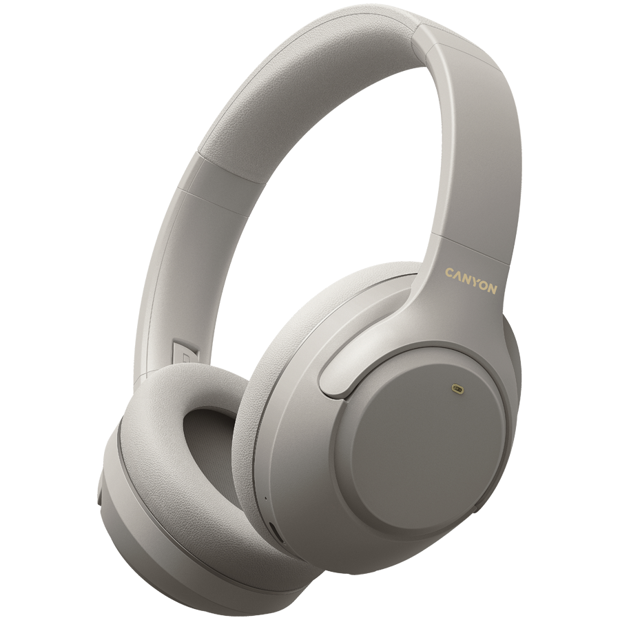 Слушалки тип Over-ear CANYON OnRiff 6 ANC, Bluetooth 5.3, Активно шумопотискане (ANC), Възпроизвеждане до 25 ч, Жична и безжична връзка, Bluetooth Multipoint за 2 устройства, Сгъваеми, Сив 4 Over-ear слушалки CANYON OnRiff 6 ANC