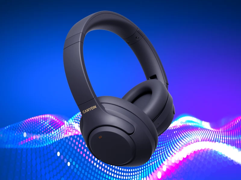 Слушалки тип Over-ear CANYON OnRiff 6 ANC, Bluetooth 5.3, Активно шумопотискане (ANC), Възпроизвеждане до 25 ч, Жична и безжична връзка, Bluetooth Multipoint за 2 устройства, Сгъваеми, Сив 7 Over-ear слушалки CANYON OnRiff 6 ANC