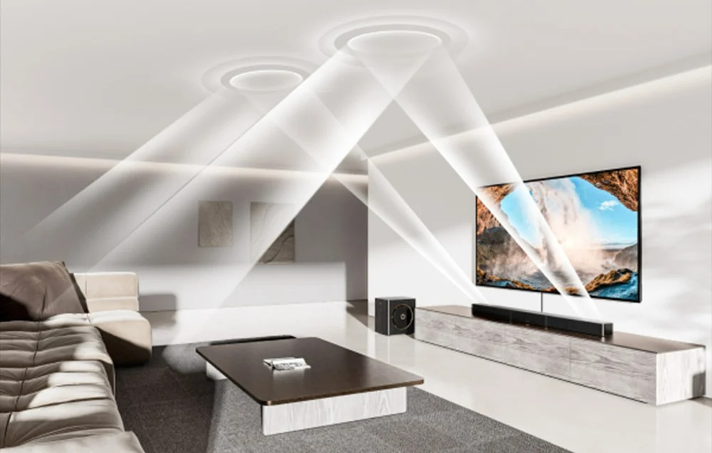 Саундбар Система Ultimea Skywave X40,5.1.2-Канален Звук, Dolby Atmos, 530 W Пикова Мощност, 2 Безжични Задни Съраунд Високоговорителя, 6,5-Инчов Субуфер 6 Пространствен звук от Ultimea Skywave X40