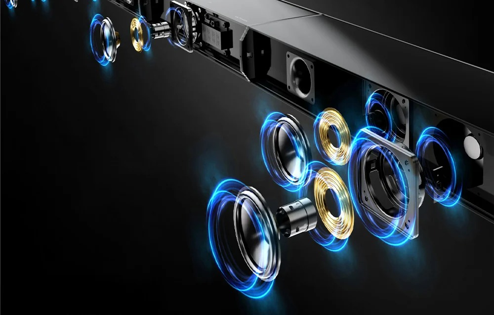 Саундбар Система Ultimea Apollo S70 Ultra, 7.1 Канала, 8 Говорителя, Жичен Субуфер и Два Съраунд Говорителя, HDMI eARC и Bluetooth 5.3, Максимално Звуково Налягане над 102 dB 7 Конструкция на саундбара Ultimea Apollo S70 Ultra