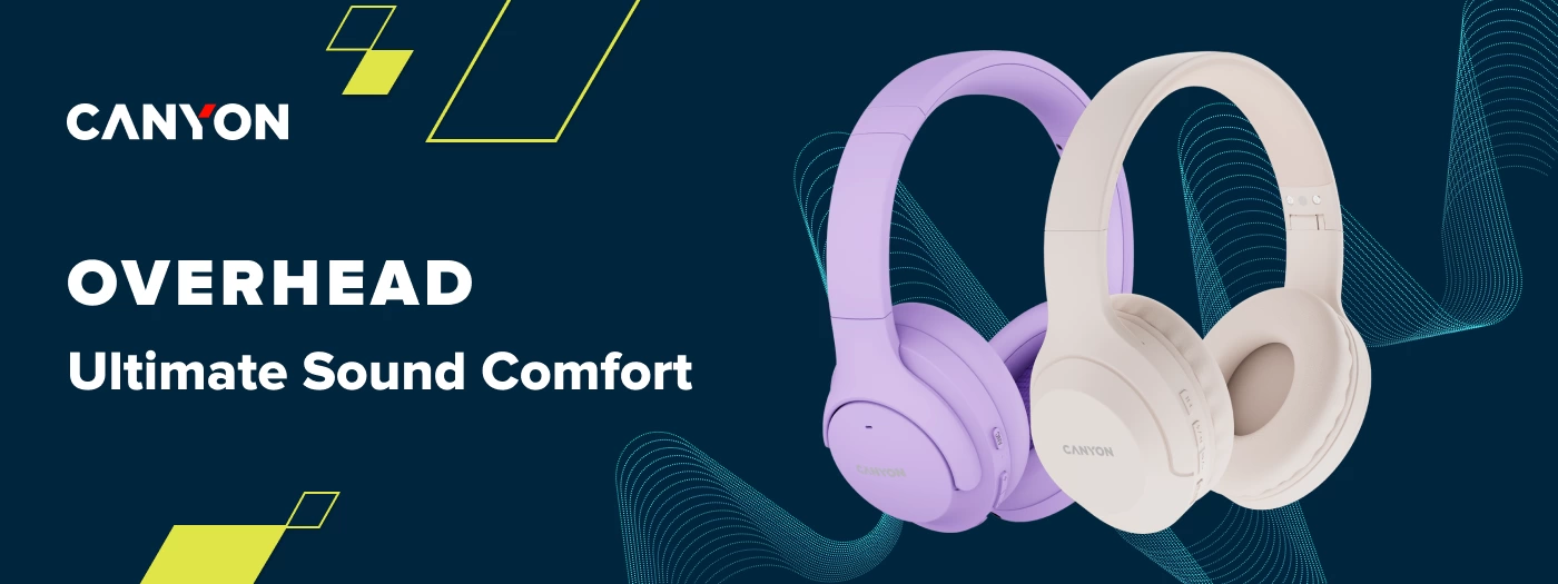 Слушалки тип Over-ear CANYON OnRiff 6 ANC, Bluetooth 5.3, Активно шумопотискане (ANC), Възпроизвеждане до 25 ч, Жична и безжична връзка, Bluetooth Multipoint за 2 устройства, Сгъваеми, Сив 5 Over-ear слушалки CANYON OnRiff 6 ANC
