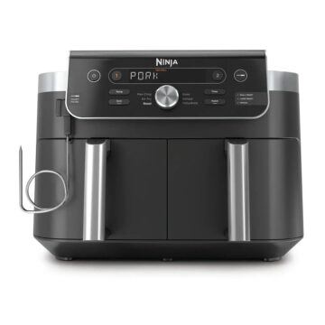Фритюрник с горещ въздух Ninja DZ950EU DualZone XL, Мощност 2470W, Капацитет 9.5 л, 6 програми, 2 зони за готвене, Температурна сонда, Сиво-черен
