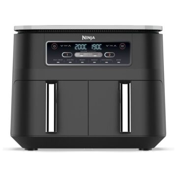 Фритюрник с горещ въздух Ninja DZ801EU Foodi DualZone, Мощност 2470W, Капацитет 7.6 л, 6 програми, 2 зони за готвене, 2 кошници, Незалепващ, Черен