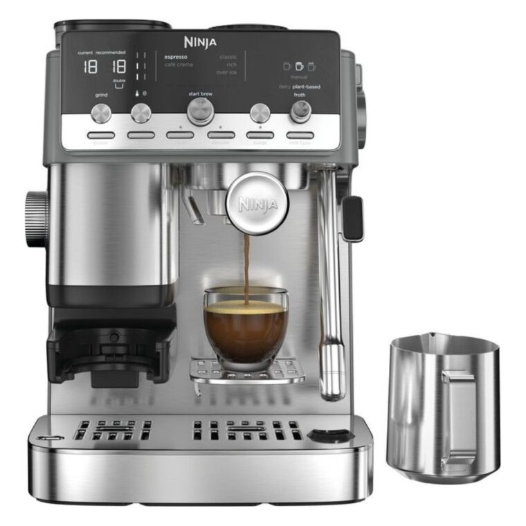 Кафемашина Ninja ES352EU Luxe Café MINI Plus, Мощност 1650 W, Налягане 9 бара, Вградена конична кафемелачка, Автоматична парна дюза, Сребрист