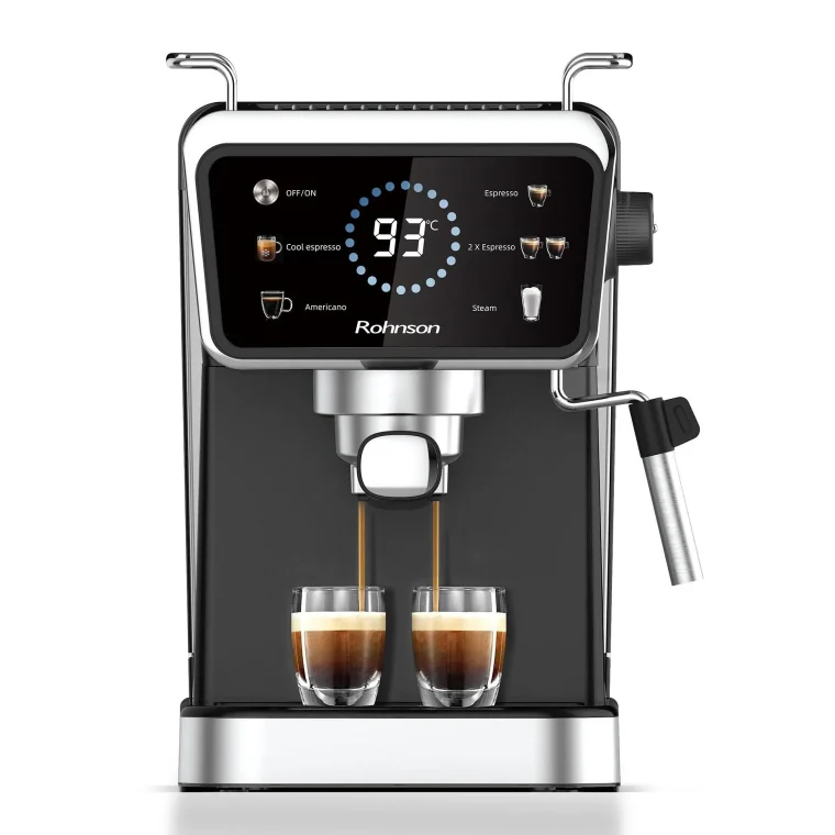 Еспресо Кафемашина Rohnson R-98015, Barista Dual, Топло и Студено Кафе, 20 Бара Максимално Налягане, Двойна NTC и PID Система, Резервоар 1,5 л
