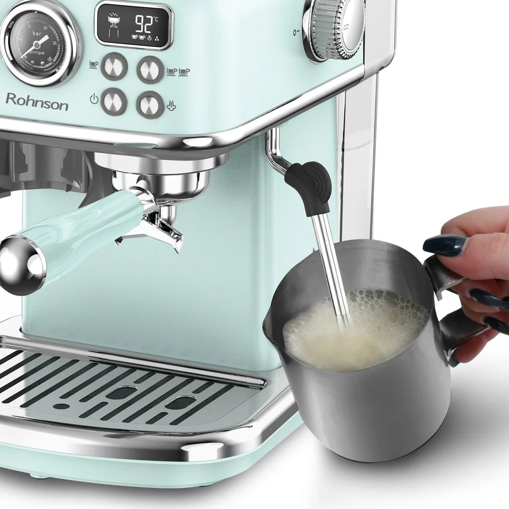 Еспресо Кафемашина с Вградена Кафемелачка Rohnson R-98250G, 20 Бара Екстракционно Налягане, Двоен Температурен Контрол NTC и PID, Вградена Кафемелачка с 20 Нива на Смилане 3 Еспресо кафемашина с вградена кафемелачка Rohnson R-98250G