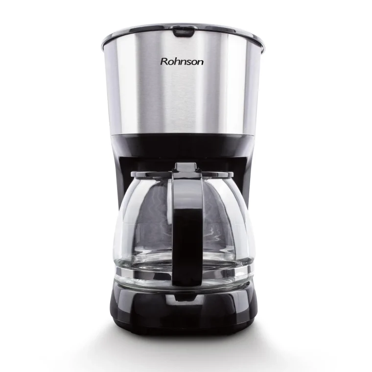 Кафемашина Rohnson R-991, Шварц кафе, Мощност 750 W, Контейнер 1,25 л, Постоянен филтър, Противокапкова система, Поддържане на температурата,Сребрист с черен