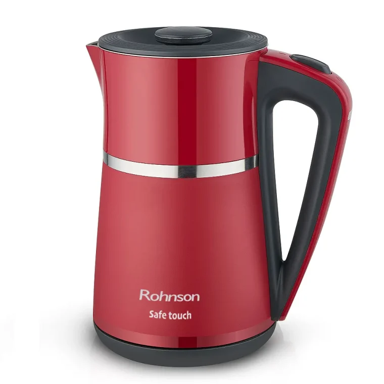 Електрическа кана Rohnson R-7524 Safe Touch, Мощност до 2200 W, Вместимост 1,7 л, Двойни стени, 360° основа, Защита от прегряване, Червен