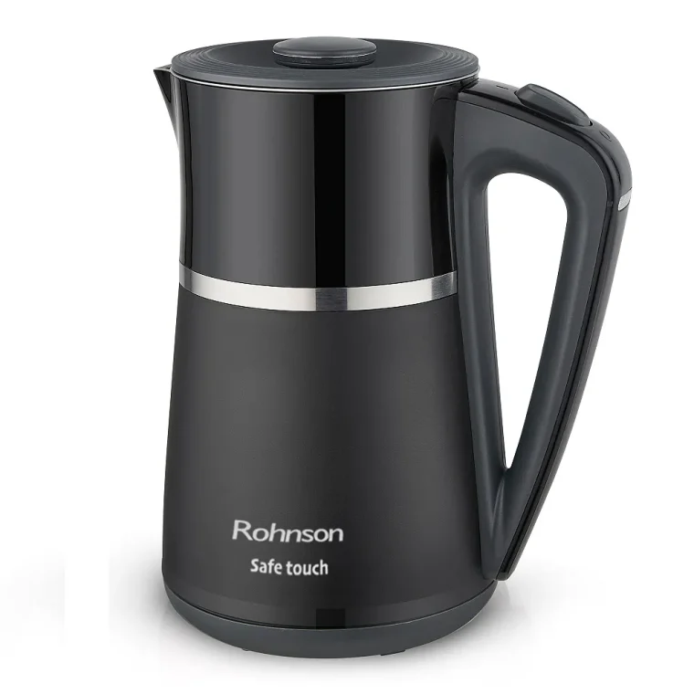 Електрическа кана Rohnson R-7534 Safe Touch, Мощност до 2200 W, Капацитет 1,7 л, Двойна стена, 360° основа, Защита от прегряване, Черен