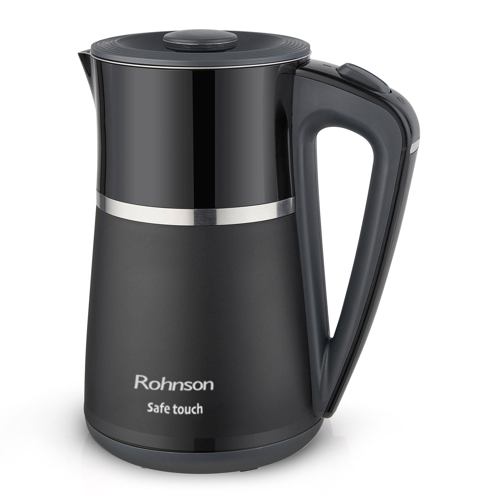 Електрическа кана Rohnson R-7534 Safe Touch, Мощност до 2200 W, Капацитет 1,7 л, Двойна стена, 360° основа, Защита от прегряване, Черен 2 Електрическа нагревателна кана Rohnson R-7534 Safe Touch