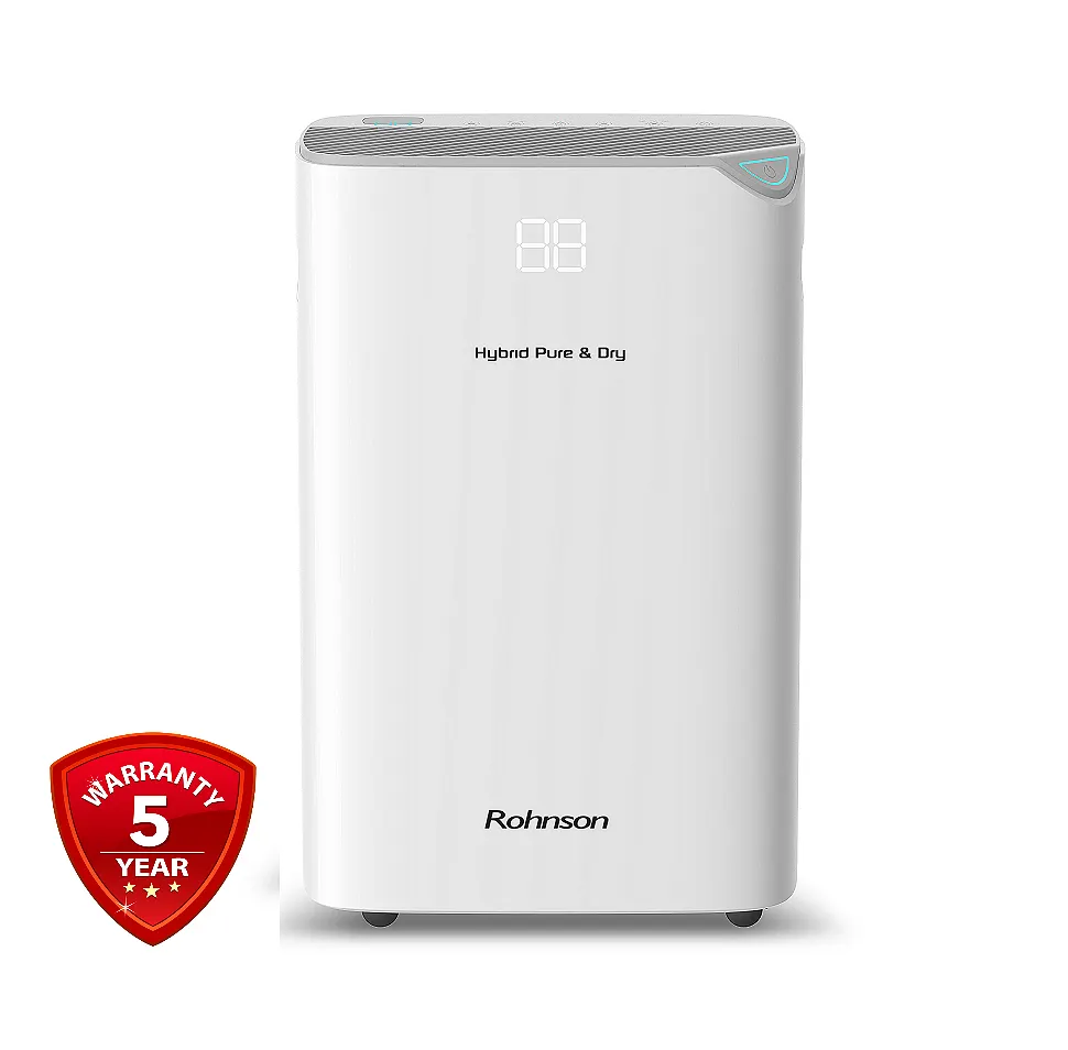 Обезвлажнител и пречиствател за въздух Rohnson R-91020 Hybrid Pure & Dry, Помещения до 120 м², Капацитет 20 л/ден, 4-Степенна филтрация, UV-C стерилизация, Йонизация, Бял 1 Обезвлажнител и пречиствател Rohnson R-91020 Hybrid Pure & Dry
