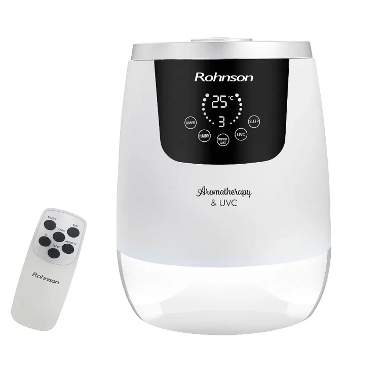 Ултразвуков овлажнител със студена пара Rohnson R-9517, Помещения до 50 м², Капацитет 250–450 мл/ч, Резервоар 4 л, UVC стерилизатор, Дистанционно управление, Бял