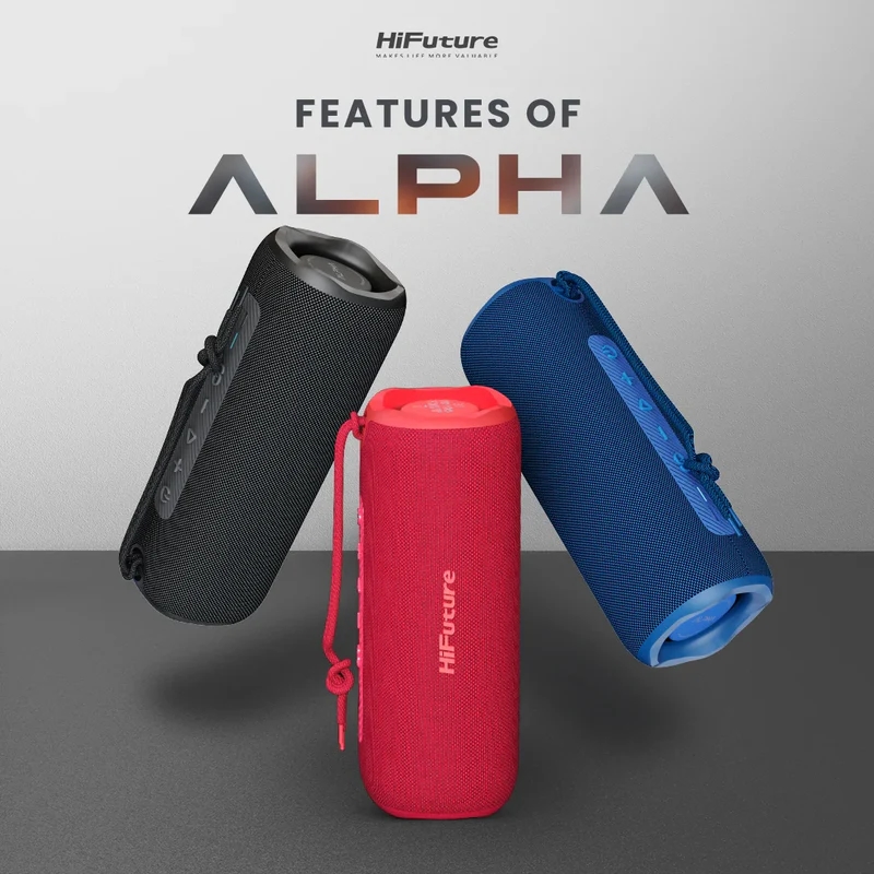 Преносима тонколона HIFUTURE Alpha, Аудио мощност 20 W, Bluetooth 5.3, Водоустойчивост IPX7, Възпроизвеждане до 12 часа, TWS режим за сдвояване, Червен 3 Преносима Bluetooth тонколона HIFUTURE Alpha