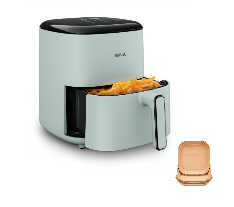 Фритюрник с Горещ Въздух Tefal EY2454E0 Fry Easy Fry Pop, 5 L Капацитет на Купата, 1500 W Мощност, 10 Автоматични Програми, Температура 80–200 °C, Таймер до 60 минути, Eucalyptus 3 Фритюрник с горещ въздух Tefal EY2454E0 Fry Easy Fry Pop в цвят Eucalyptus