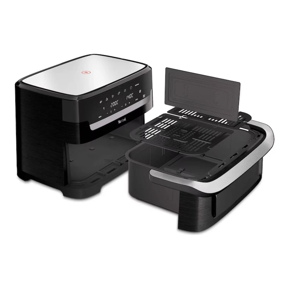 Аерофритюрник Tefal EY9278E0 Flex Easy Fry Infrared, 2700 W Мощност, Две Зони с Вместимост 5,5 L + 3,5 L, Индивидуални Таймери за Двете Зони, 7 Режима на Готвене, Black 5 Черен аерофритюрник Tefal EY9278E0 Flex Easy Fry Infrared