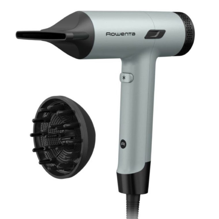 Сешоар Rowenta HY7120E0, BLDC безчетков мотор, Мощност 1350 - 1600 W, Йонизираща функция, 3 температури, 2 скорости, Дифузер, Тънък концентратор, Зелен