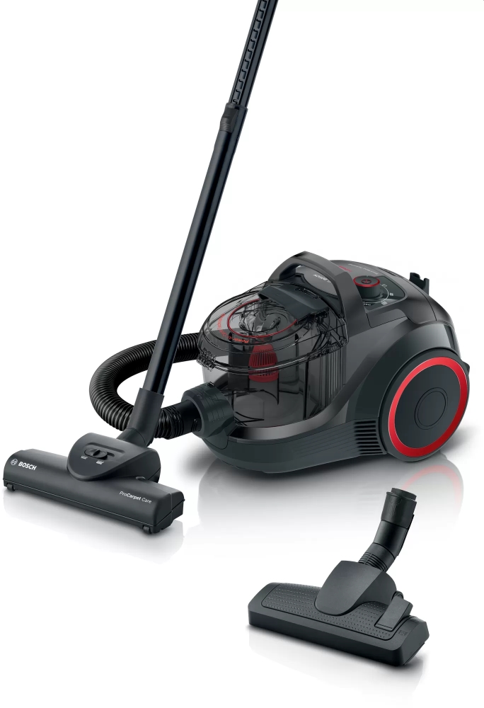 Прахосмукачка без торба BOSCH BGC21POW1 Series 4 ProPower, Мощност 750 W, Технология Power AirCycle, Контейнер за прах 2,0 л, Турбочетка, Миещ се HEPA Филтър, Черен