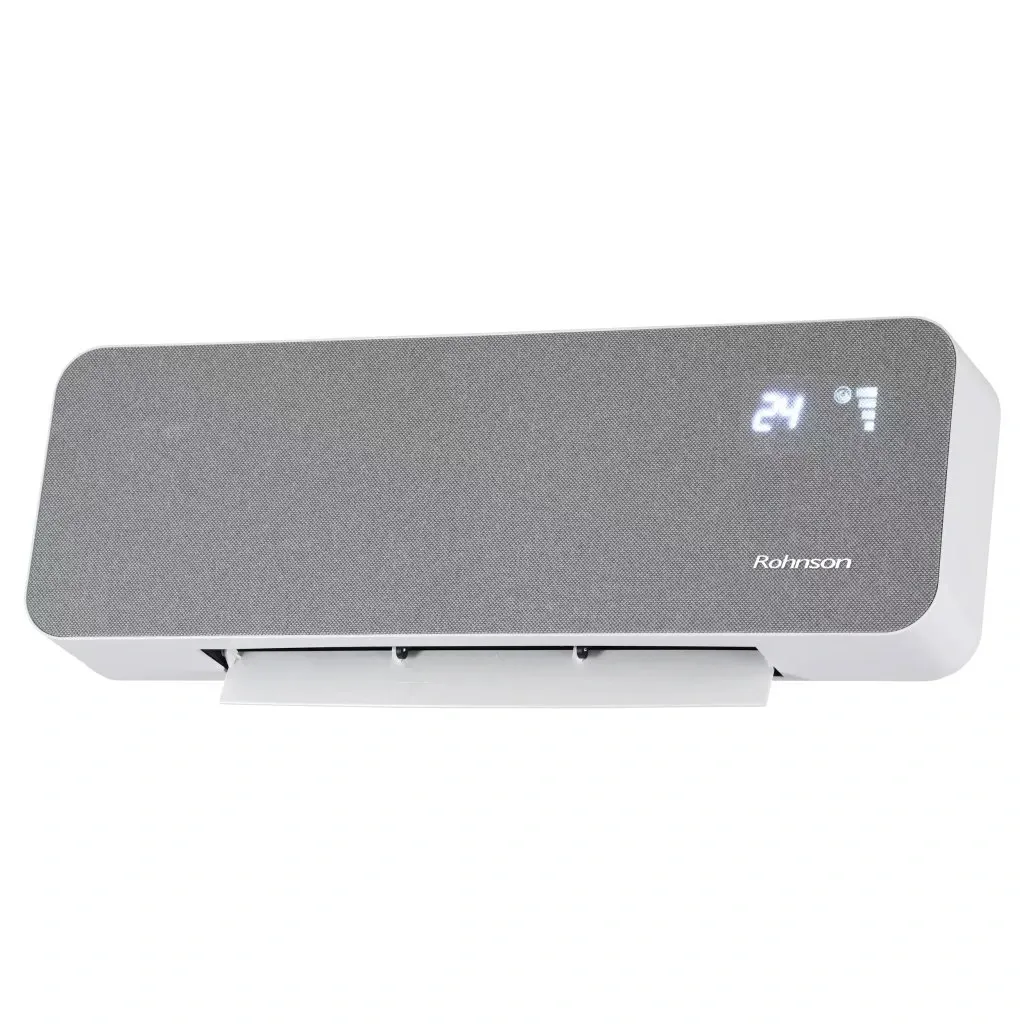 Стенен PTC конвектор Rohnson R-6068, Мощност 1000/2000 W, Керамични PTC нагревателни елементи, Дистанционно управление, Таймер, Сив с бял 1 Стенен PTC конвектор Rohnson R-6068
