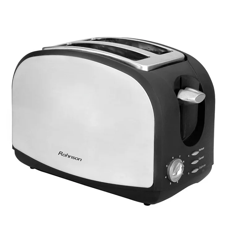 Тостер Rohnson R-207,900 W Мощност, 6 степени, Функции размразяване и претопляне, Автоматично изключване, Черен с инокс